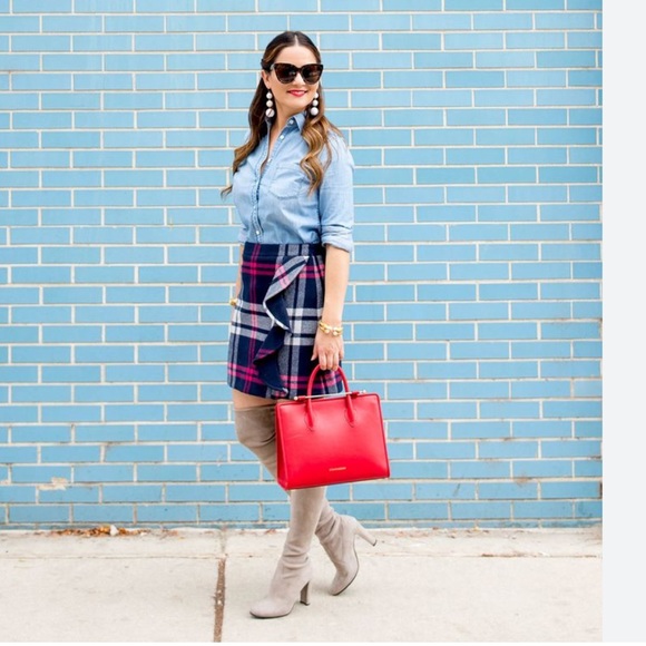 J Crew Plaid Wool Ruffle Houndstooth Skirt 10 - Picture 4 of 10